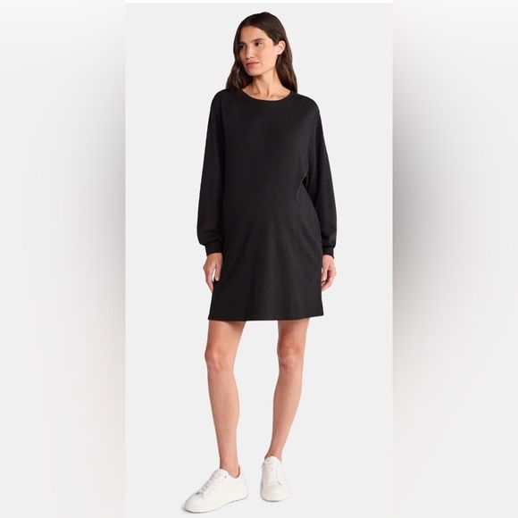 Time and Tru Dresses & Skirts - Time and Tru Maternity Sweatshirt Dress Black French Terry Long Sleeve XL NWT